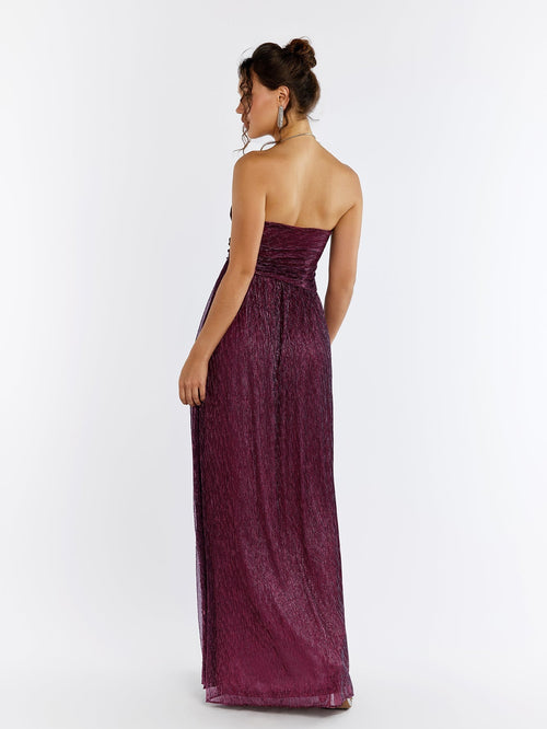 Flowering Girl Women Backless Glitter Tube Maxi Dress