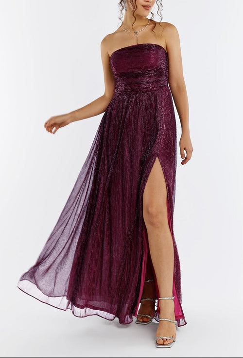 Flowering Girl Women Backless Glitter Tube Maxi Dress