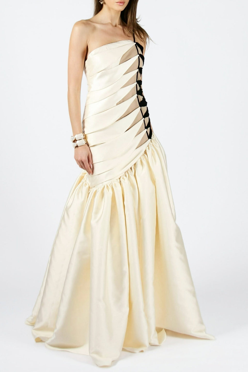 Flowering Girl Women One Shoulder Satin Ruched Maxi Dress