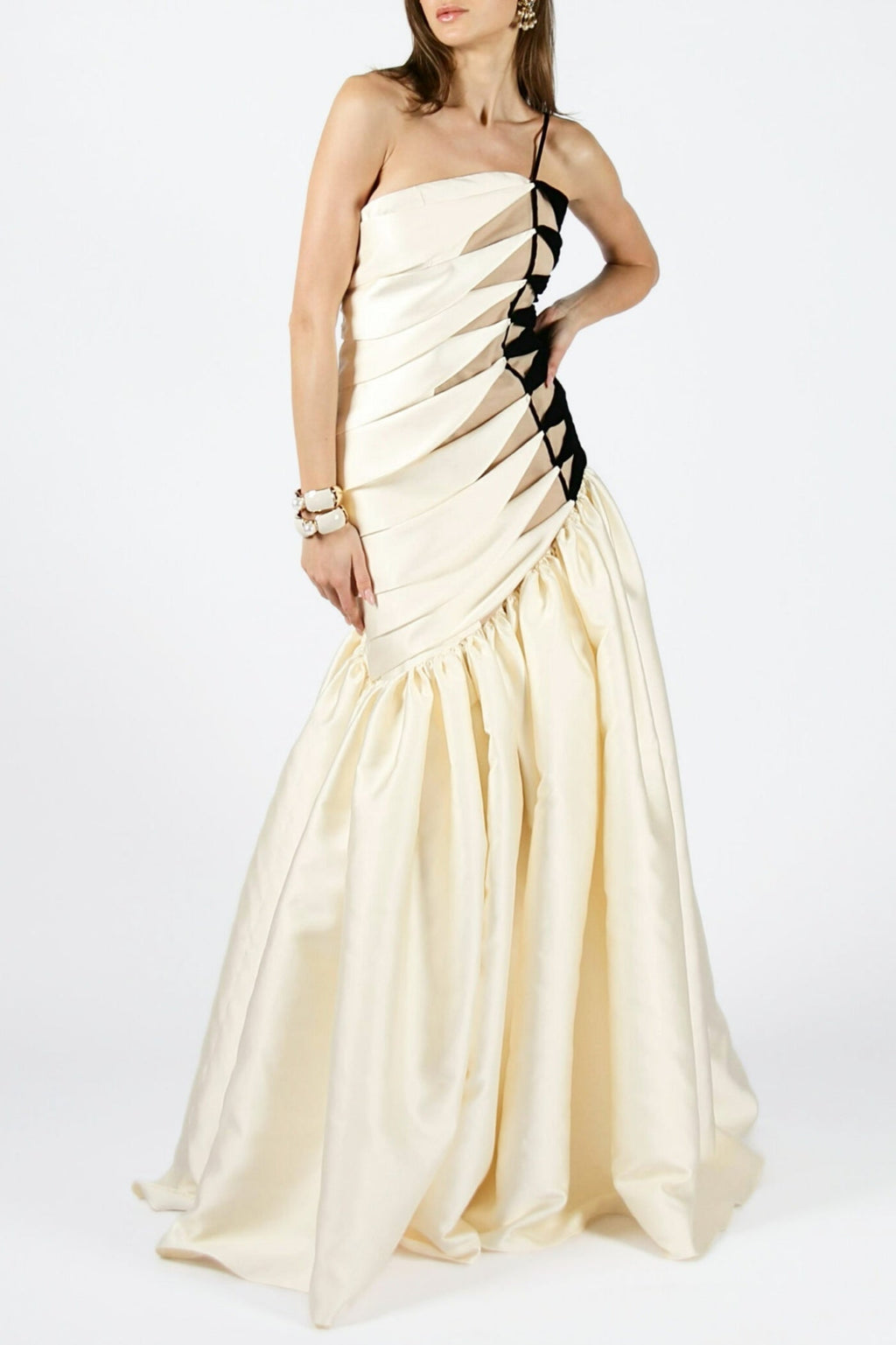 Flowering Girl Women One Shoulder Satin Ruched Maxi Dress