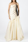 Flowering Girl Women One Shoulder Satin Ruched Maxi Dress