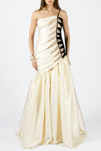 Flowering Girl Women One Shoulder Satin Ruched Maxi Dress
