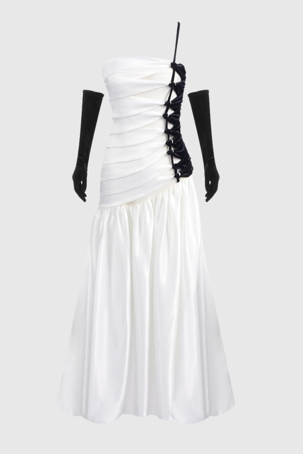 Flowering Girl Women One Shoulder Satin Ruched Maxi Dress