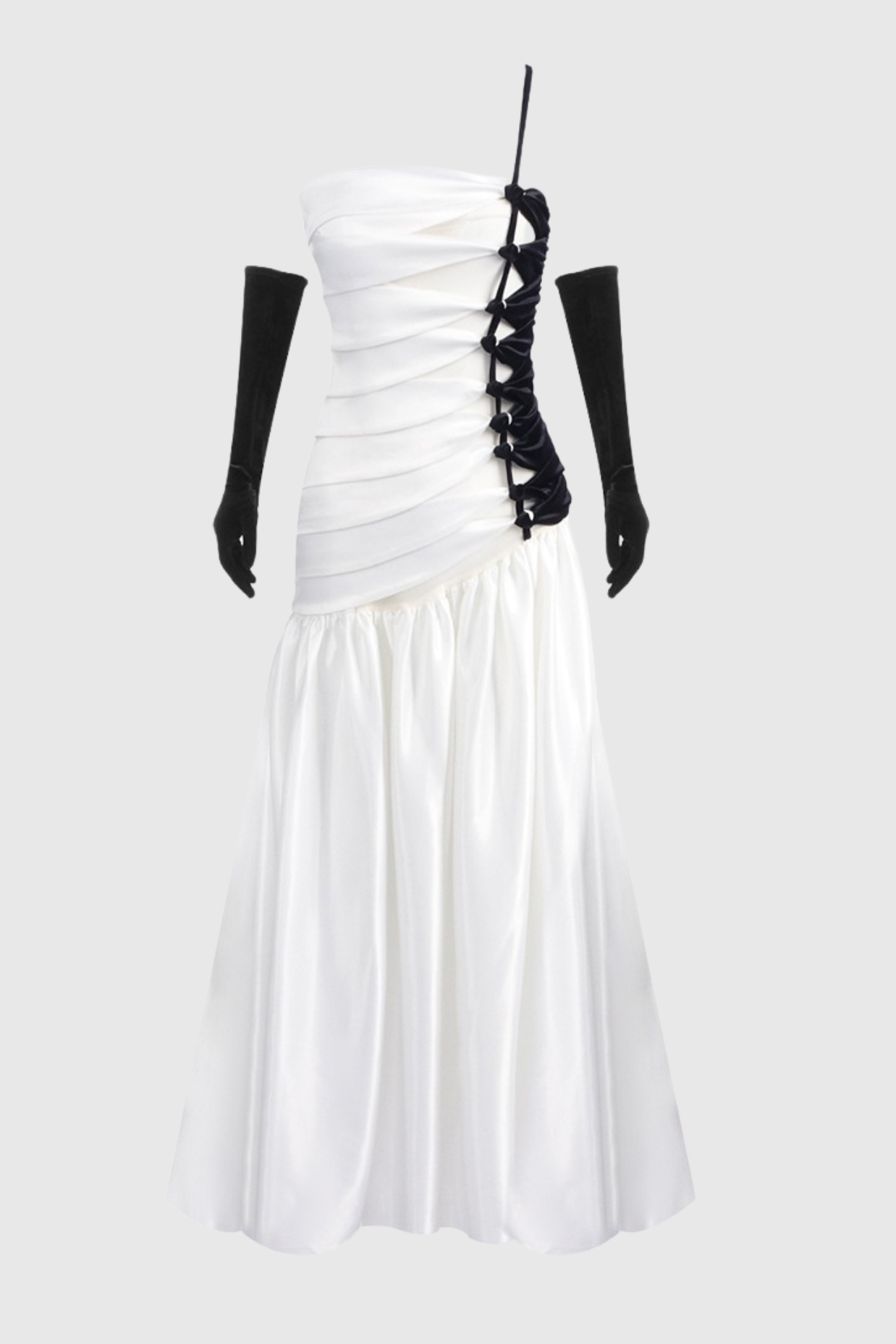 Flowering Girl Women One Shoulder Satin Ruched Maxi Dress