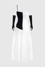 Flowering Girl Women One Shoulder Satin Ruched Maxi Dress