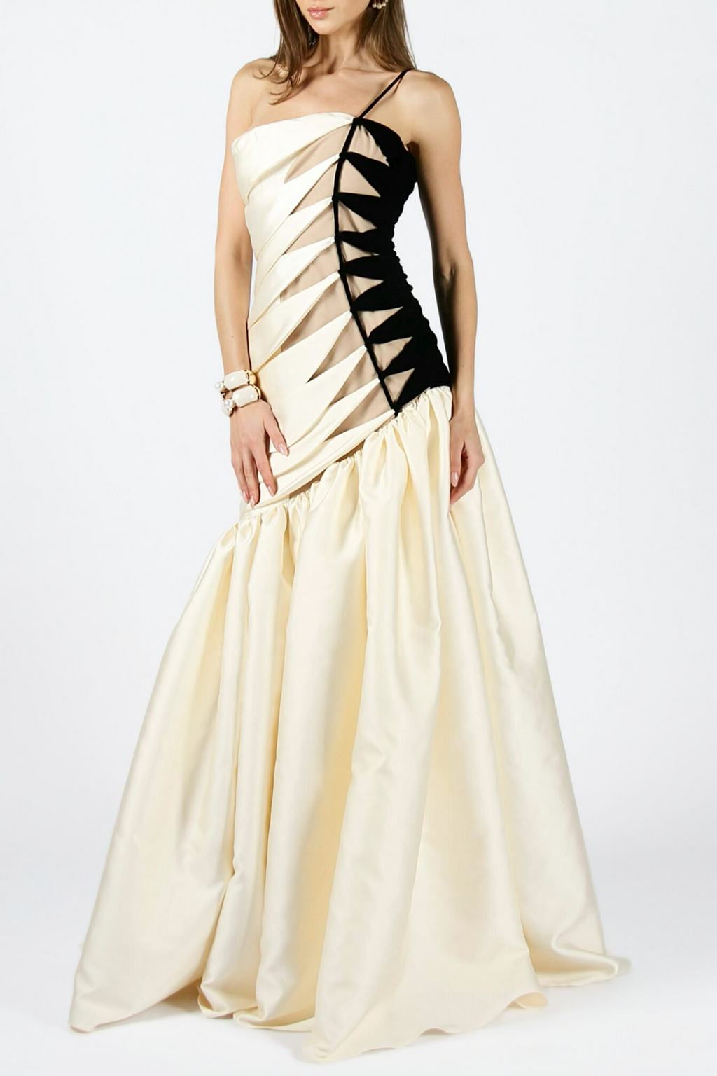 Flowering Girl Women One Shoulder Satin Ruched Maxi Dress