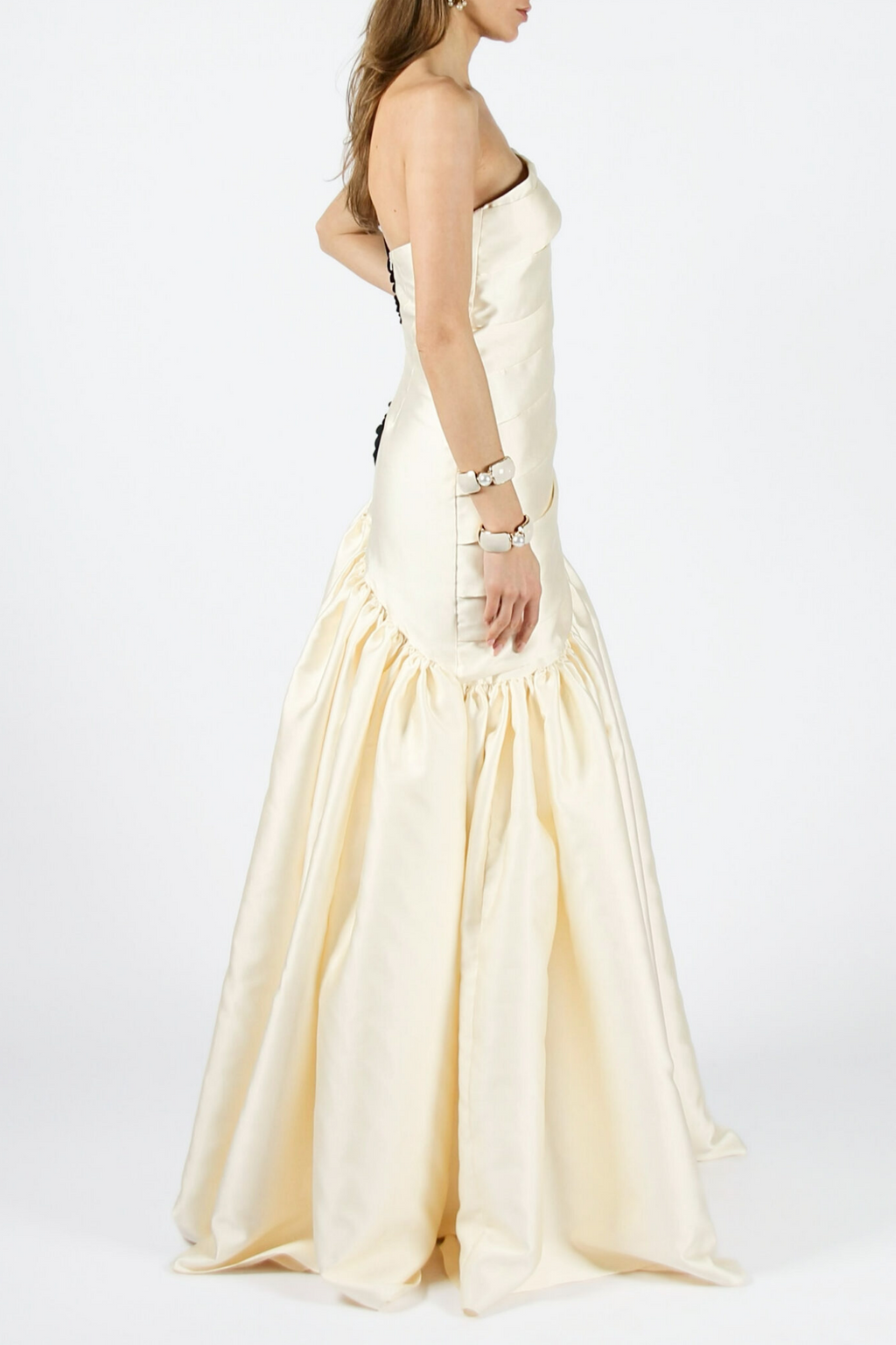 Flowering Girl Women One Shoulder Satin Ruched Maxi Dress