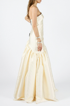 Flowering Girl Women One Shoulder Satin Ruched Maxi Dress