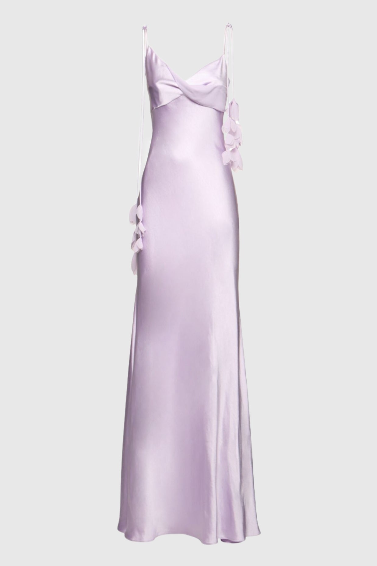 Flowering Girl Women Bahari Floral Ribbon Satin Maxi Dress in purple