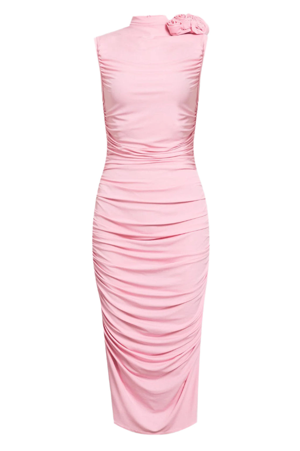 Flowering Girl Women Ruched Flower Midi Dress