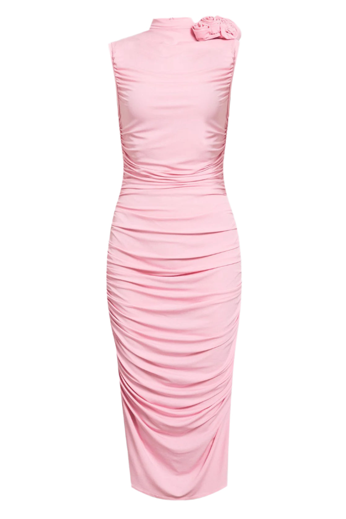 Flowering Girl Women Ruched Flower Midi Dress