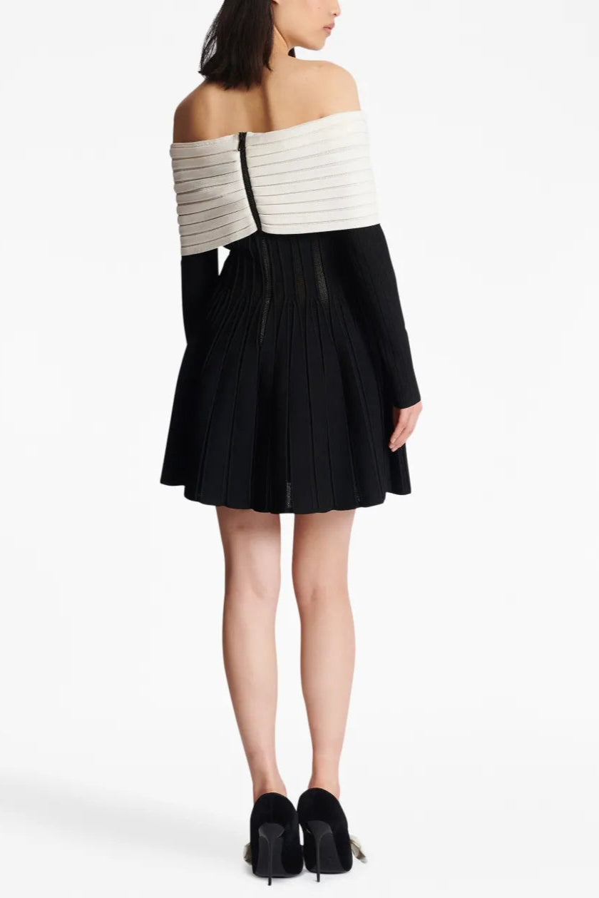Flowering Girl Women Justine Black Off-Shoulder Bow Knit Mini Dress