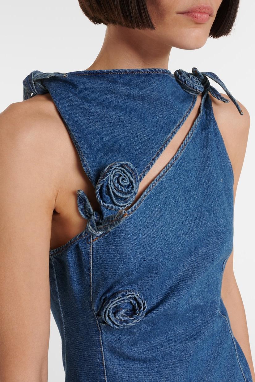 Flowering Girl Women Balto Flower Asymmetric Denim Mini Dress
