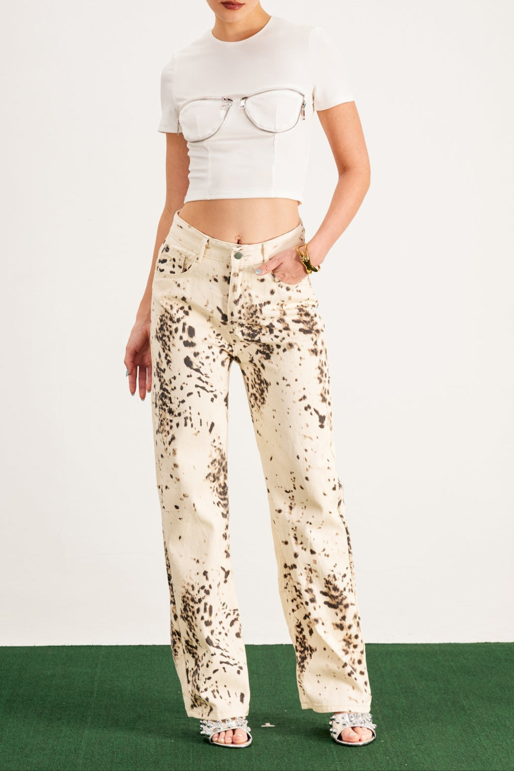 Flowering Girl Women Balwinder Bleached Leopard Pants