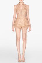 Flowering Girl Women Barron Lace Jacquard Fringe Jumpsuit