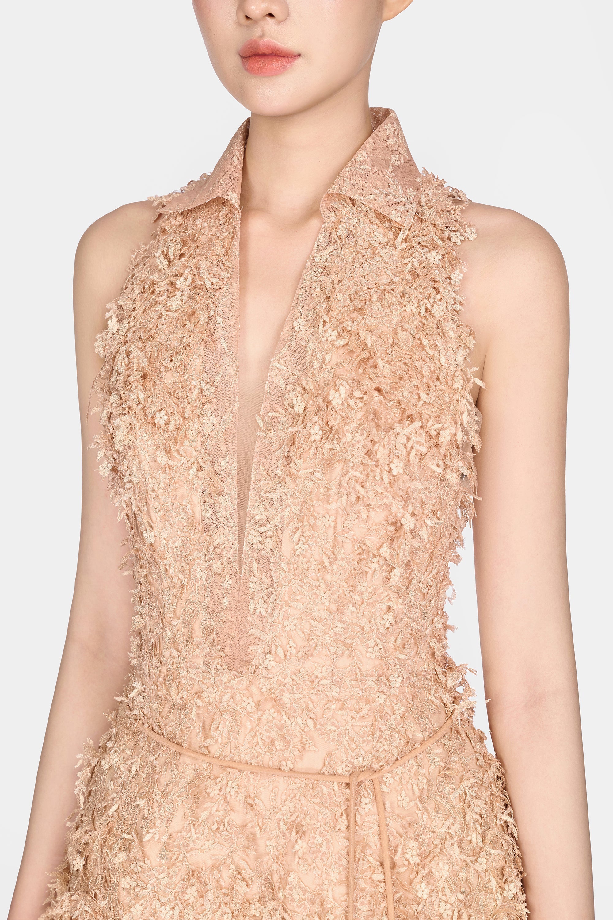 Flowering Girl Women Barron Lace Jacquard Fringe Jumpsuit