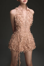 Flowering Girl Women Barron Lace Jacquard Fringe Jumpsuit