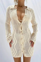 Flowering Girl Women Basis Crochet Button-Up Cover-Up