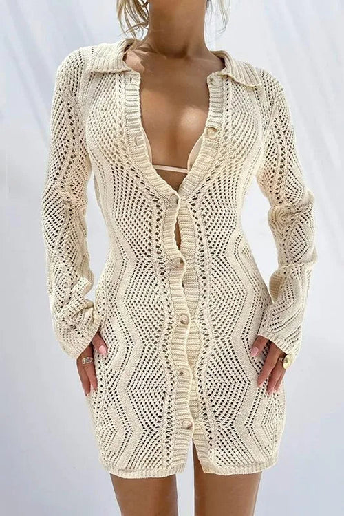 Flowering Girl Women Basis Crochet Button-Up Cover-Up