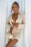 Flowering Girl Women Basis Crochet Button-Up Cover-Up