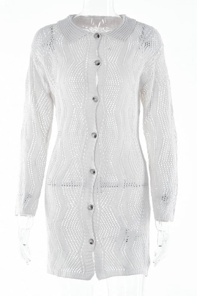 Flowering Girl Women Basis Crochet Button-Up Cover-Up