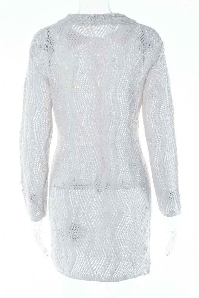 Flowering Girl Women Basis Crochet Button-Up Cover-Up
