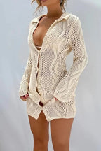 Flowering Girl Women Basis Crochet Button-Up Cover-Up
