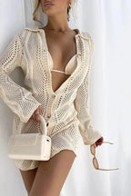 Flowering Girl Women Basis Crochet Button-Up Cover-Up