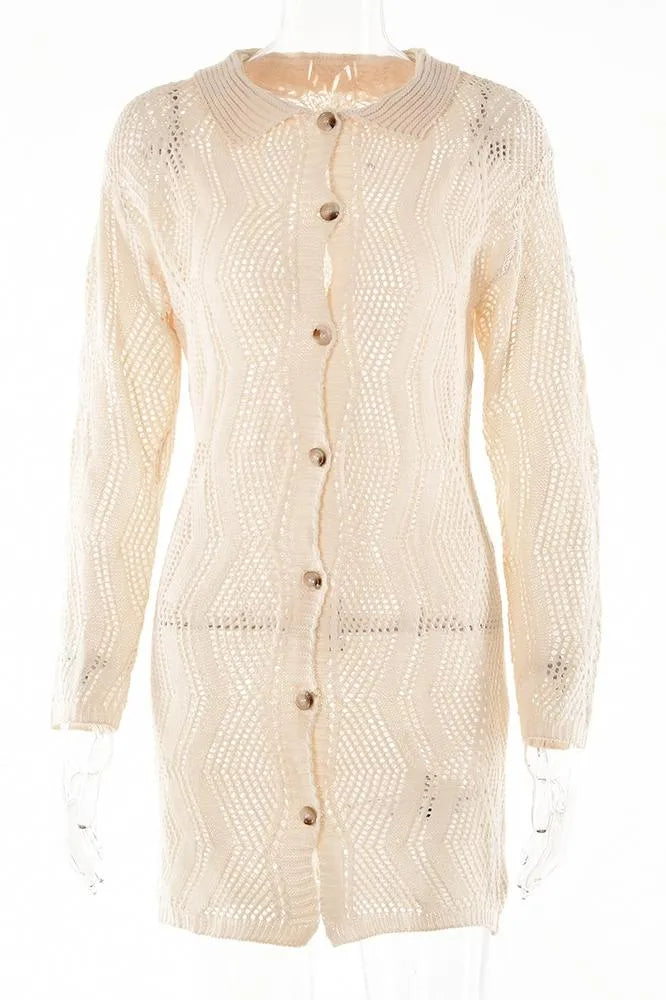 Flowering Girl Women Basis Crochet Button-Up Cover-Up