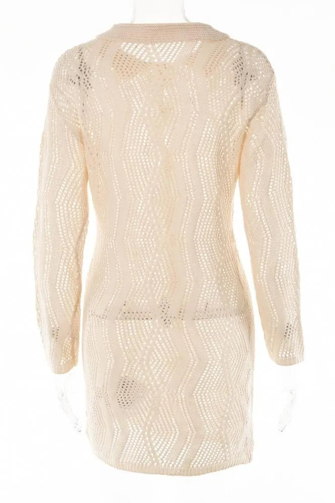 Flowering Girl Women Basis Crochet Button-Up Cover-Up