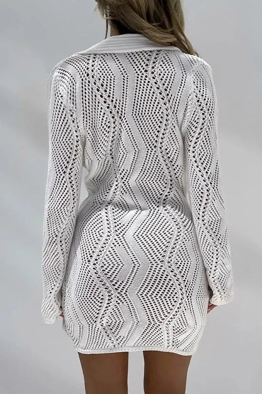Flowering Girl Women Basis Crochet Button-Up Cover-Up