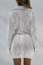 Flowering Girl Women Basis Crochet Button-Up Cover-Up