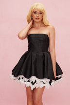Flowering Girl Women Beate Strapless Sequin Bow Puffy Mini Dress