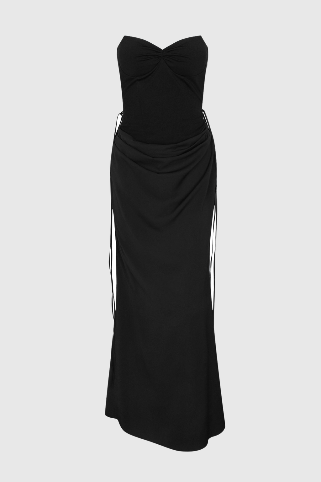 Flowering Girl Women Beatrix Strapless Corset Satin Maxi Dress - Black