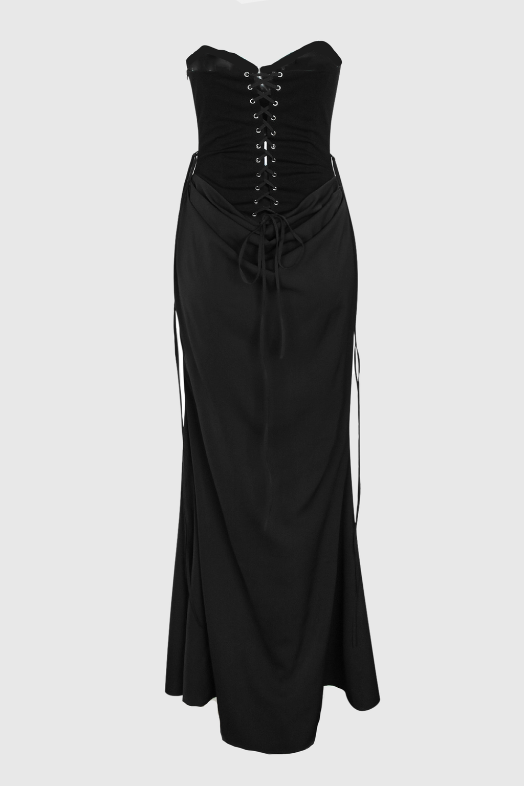 Flowering Girl Women Beatrix Strapless Corset Satin Maxi Dress - Black