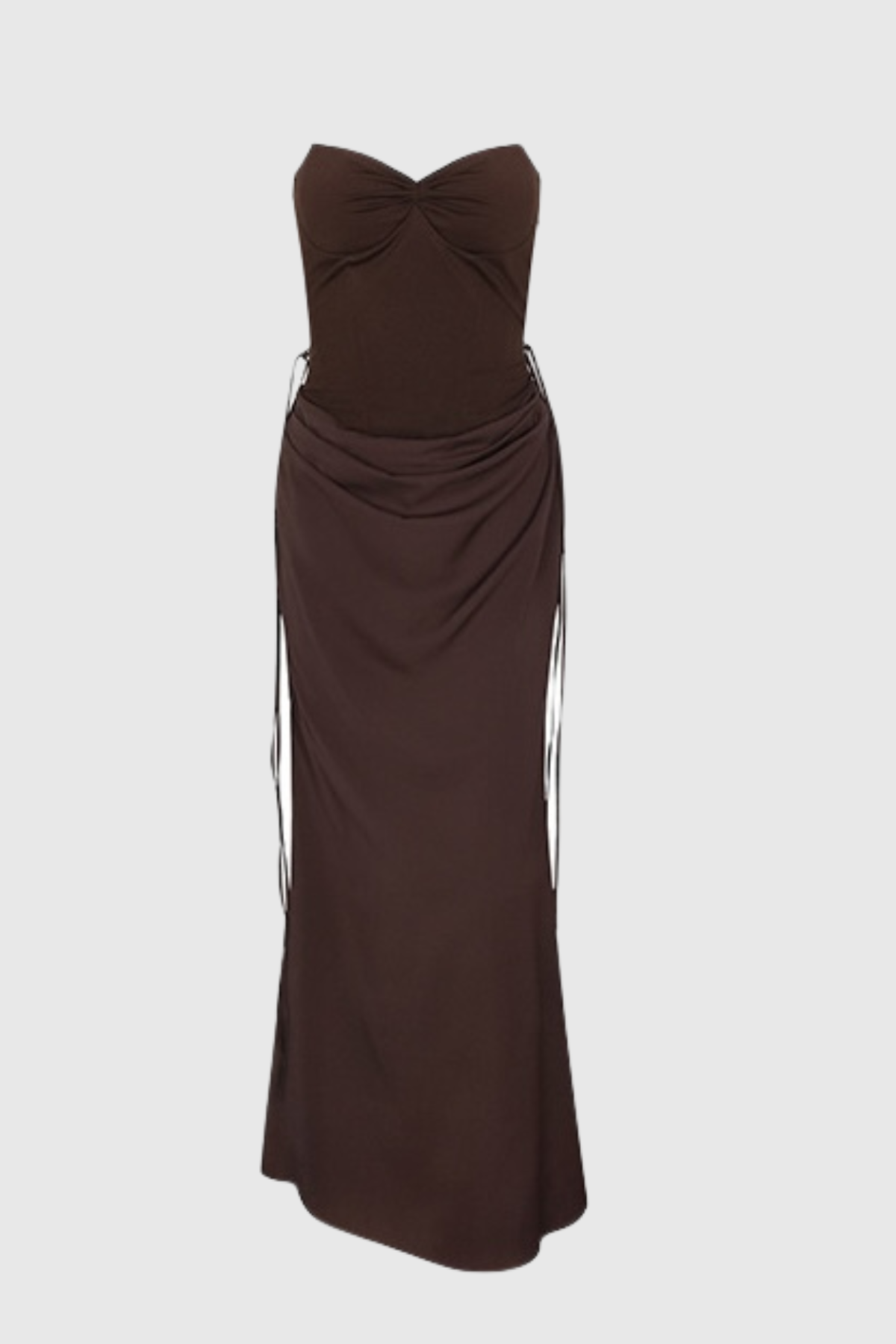 Flowering Girl Women Beatrix Strapless Corset Satin Maxi Dress - Brown