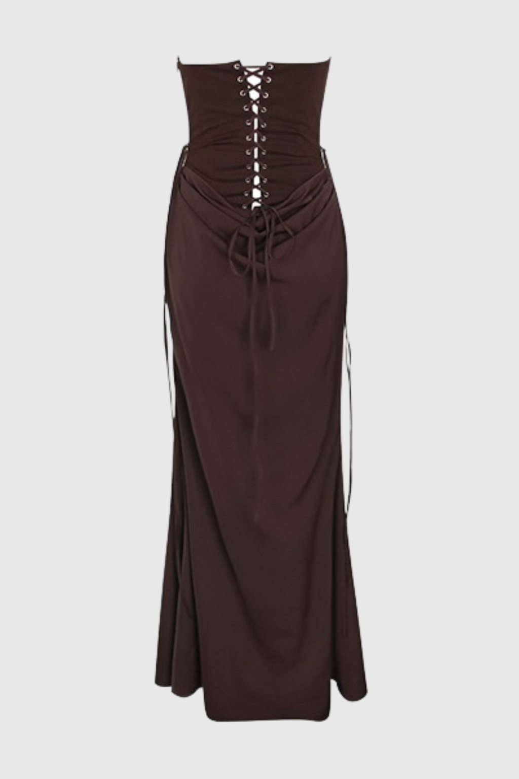 Flowering Girl Women Beatrix Strapless Corset Satin Maxi Dress - Brown