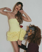 Flowering Girl Women amy flower embellished mini skirt corset set in yellow