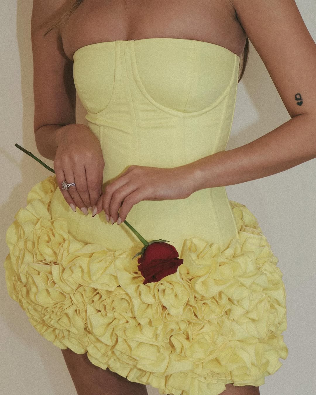 Flowering Girl Women Amy Flower Embellished Mini Skirt Corset Set In Yellow