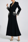 Flowering Girl Women simona black Diamond embellished Maxi Dress