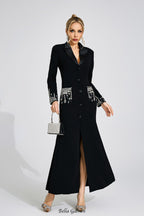 Flowering Girl Women simona black Diamond embellished Maxi Dress