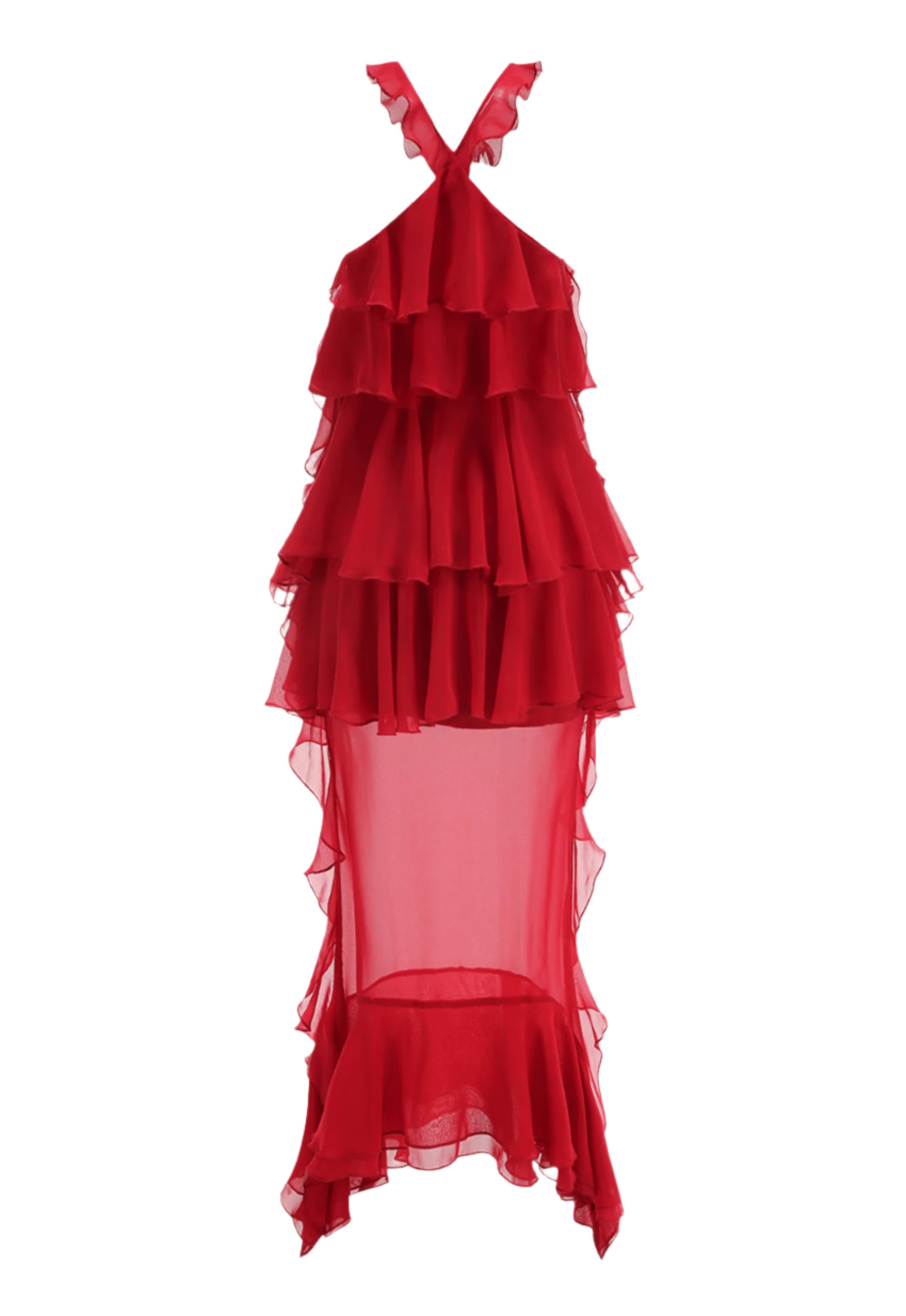 Flowering Girl Women Bedelia Floral Halter Chiffon Ruffle Midi Dress