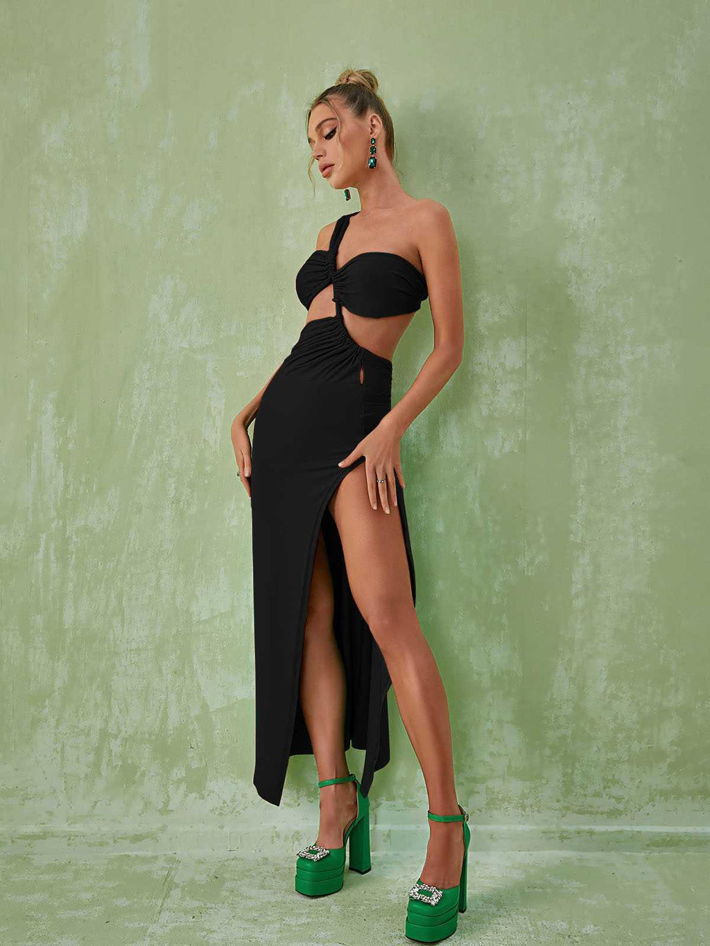 Flowering Girl Women Berenice One Shoulder Cutout Maxi Dress In Black