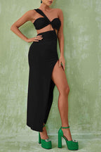Flowering Girl Women Berenice One Shoulder Cutout Maxi Dress In Black