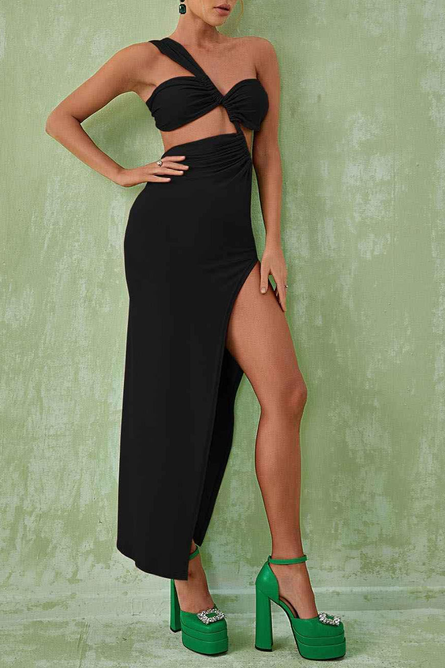 Flowering Girl Women Berenice One Shoulder Cutout Maxi Dress In Black