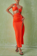 Flowering Girl Women Berenice One Shoulder Cutout Maxi Dress In Orange
