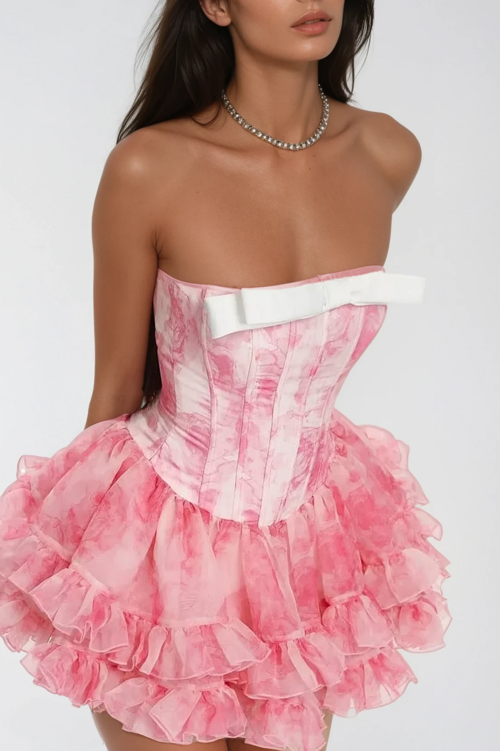 Flowering Girl Women Besnik Corset Ruffle Mini Dress