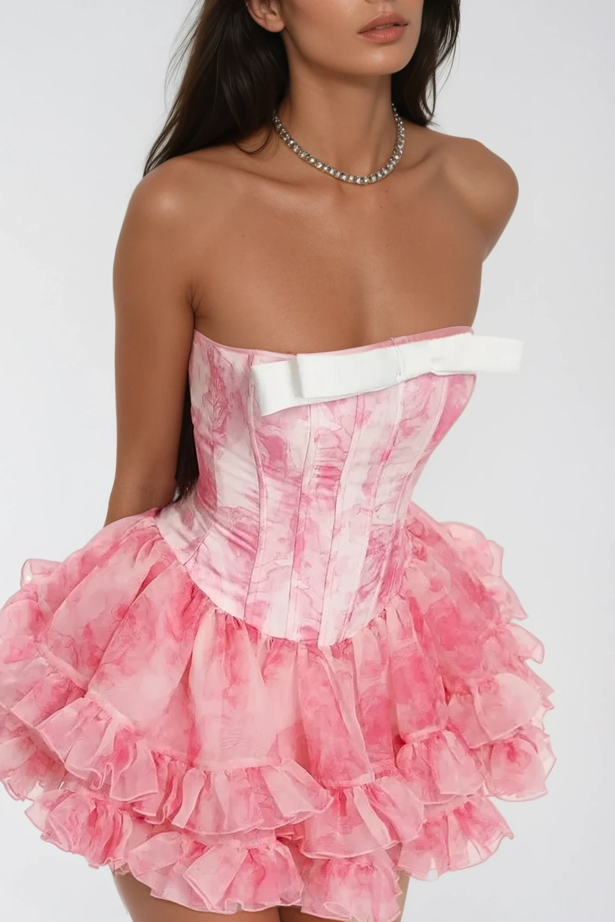 Flowering Girl Women Besnik Corset Ruffle Mini Dress