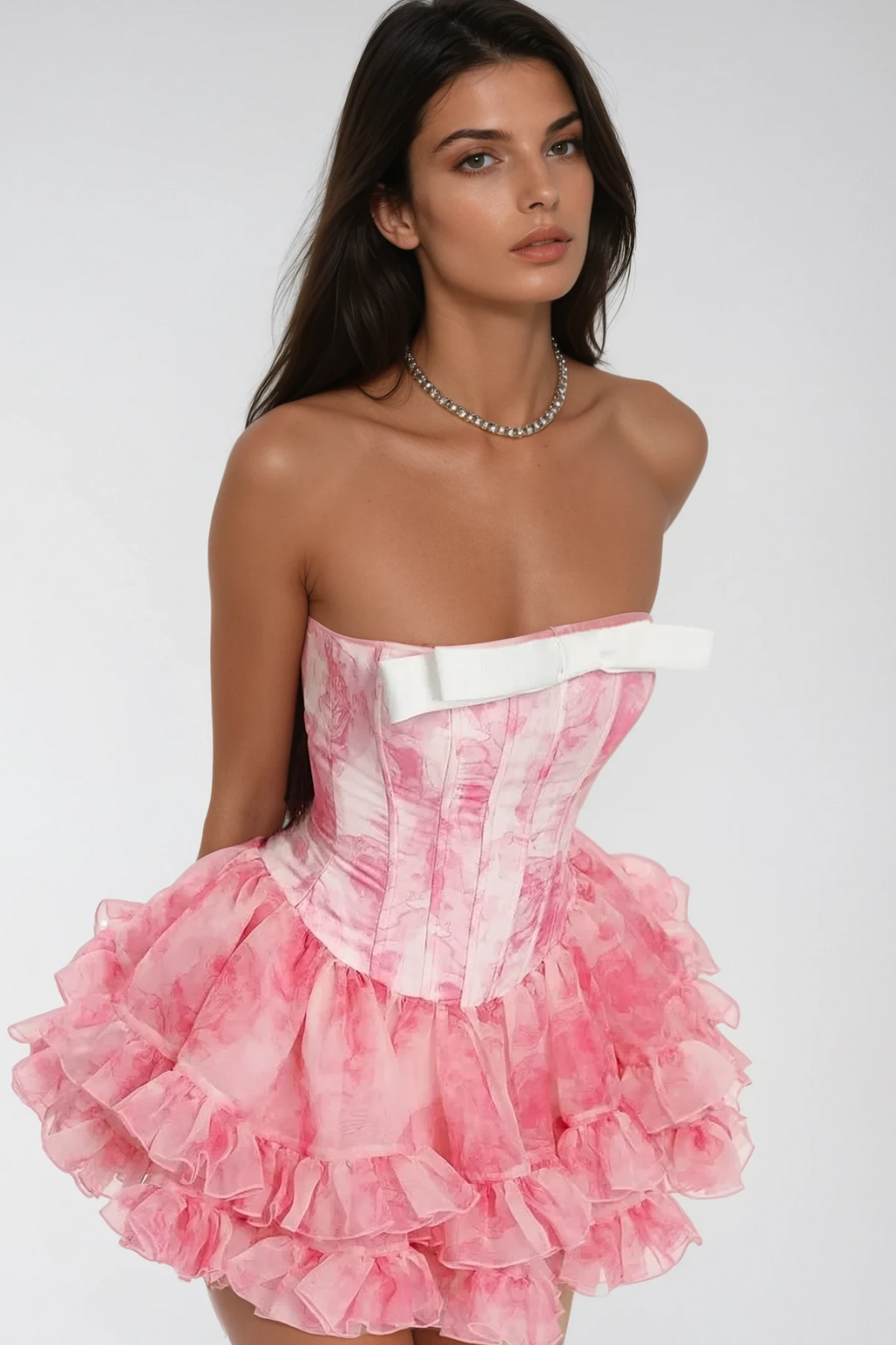 Flowering Girl Women Besnik Corset Ruffle Mini Dress