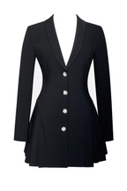 Flowering Girl Women Beulah Pleate Blazer Mini Dress - Black